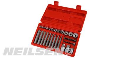 35PCS 1/4  3/8 & 1/2 DRIVE BITS SOCKET SET NEILSEN