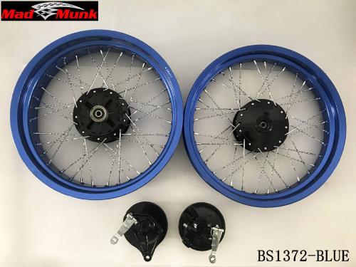 CUB BLUE ALLOY 36 TWISTED SPOKE RIMS 3.0 FRONT AND 4.25 REAR