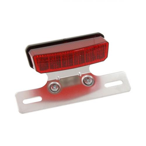 YM28101A RECTANGLE LED TAIL LAMP W/CE LENS RED BASE BLACK BRACKET CHROME.