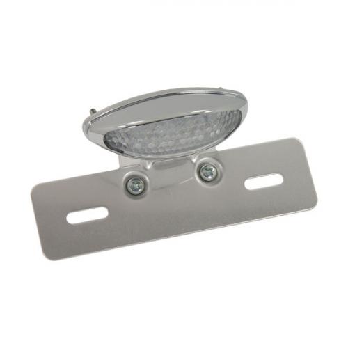 YM28105E MINI OVAL TAIL LED LAMP LENS CLEAR BASE CHROME BRACKET CHROME