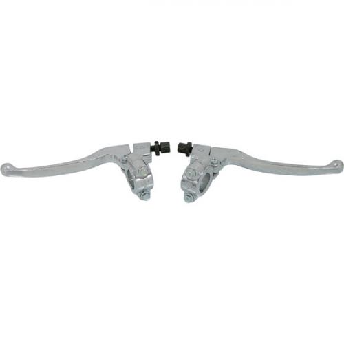 SILVER BRAKE AND CLUTCH CABLE LEVER SET