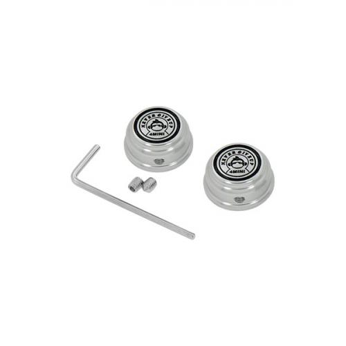 N.G.U. PRODUCTS CNC NUT COVERS SILVER WITH BLACK LOGO